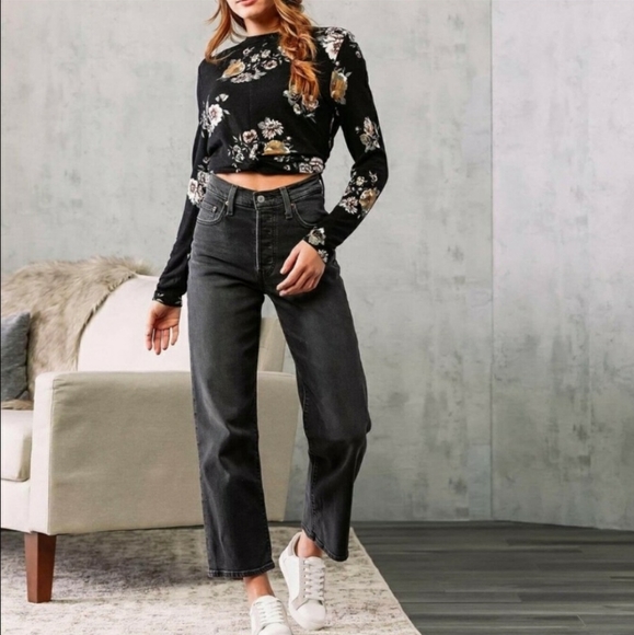 Levi's Denim - Levi's Ribcage Ankle Straight Black Button Fly NWT